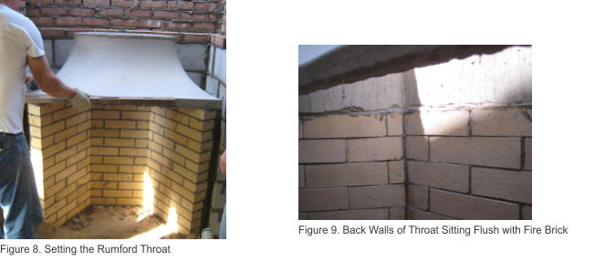 Figure 8. Setting the Rumford Throat Figure 9. Back Walls of Throat Sitting Flush with Fire Brick